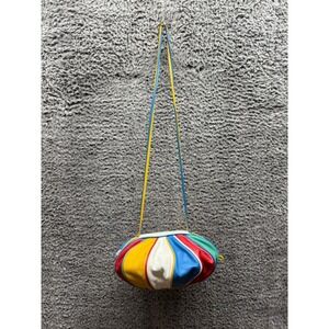 Vintage Brio Womens Rainbow Leather Balloon Ball Shoulder Bag Multicolor 8" x 9"